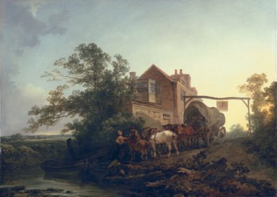 Wagon outside an inn by Philippe Jacques de Loutherbourg